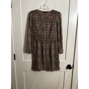 Broadway and Broome 100% Silk Swirl Dress Sz 2 Preppy Dark Academia Office